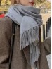 Premium Cashmere Feeling Solid Color Scarf W/ Tassels